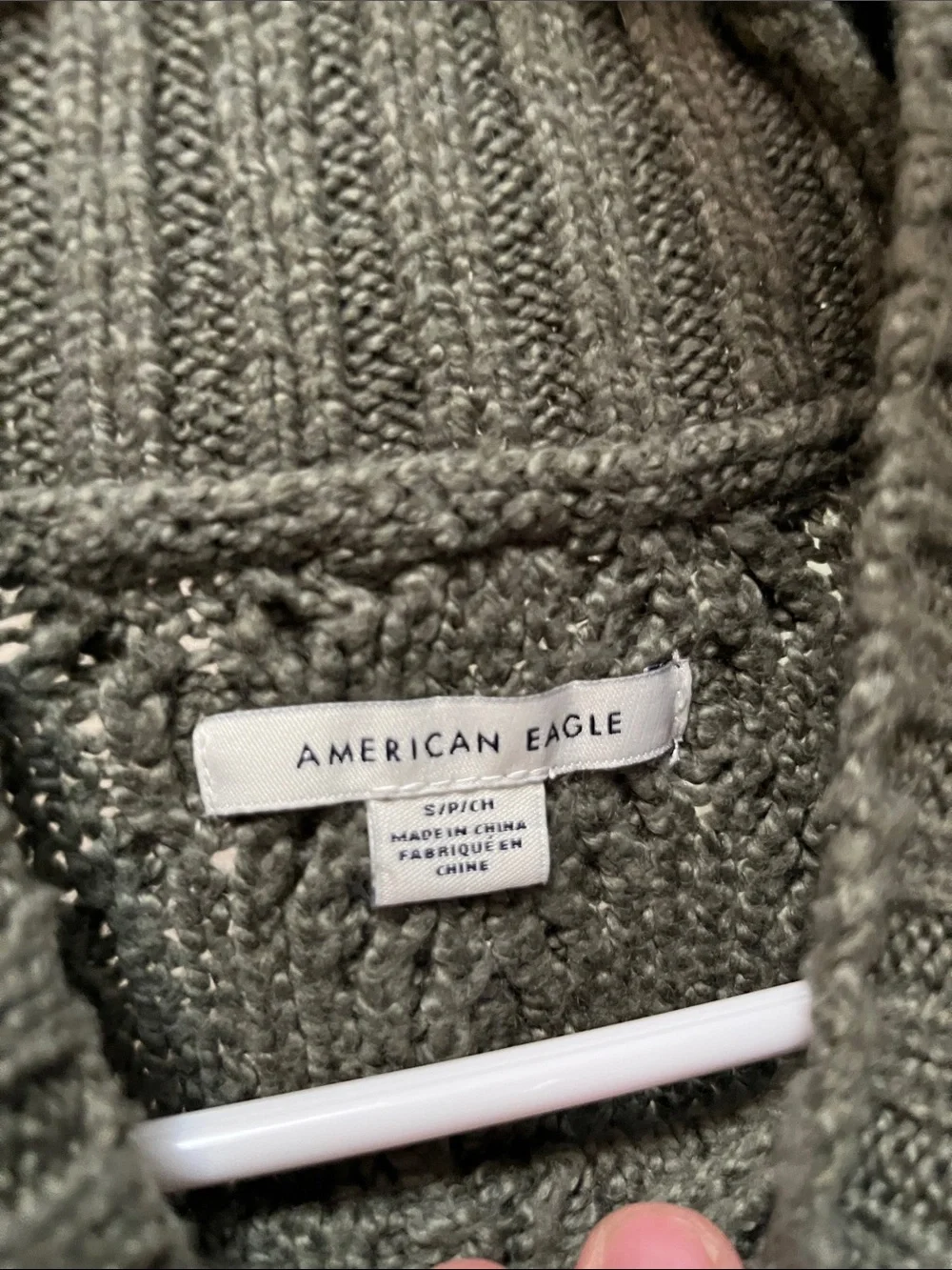 American Eagle Outfitters Gray Cable Knit Mock Neck Sweater Sz Small Womens